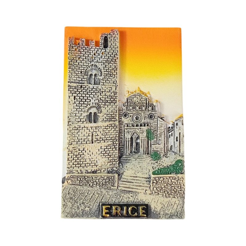 erice sicily italy fridge magnet – sunset cathedral scene for historic travel souvenir & rustic wall decor