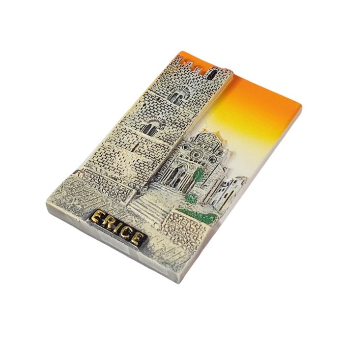 erice sicily italy fridge magnet – sunset cathedral scene for historic travel souvenir & rustic wall decor