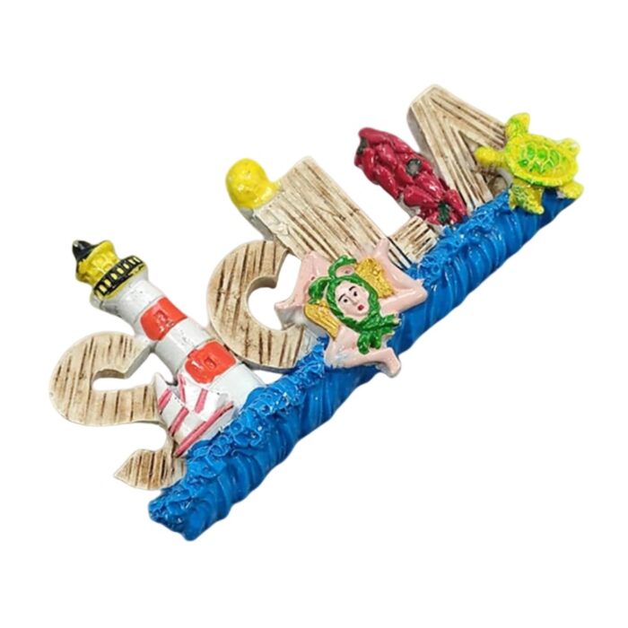 sicilia italy fridge magnet lighthouse & sea creatures island design for beach vibes & ocean lovers