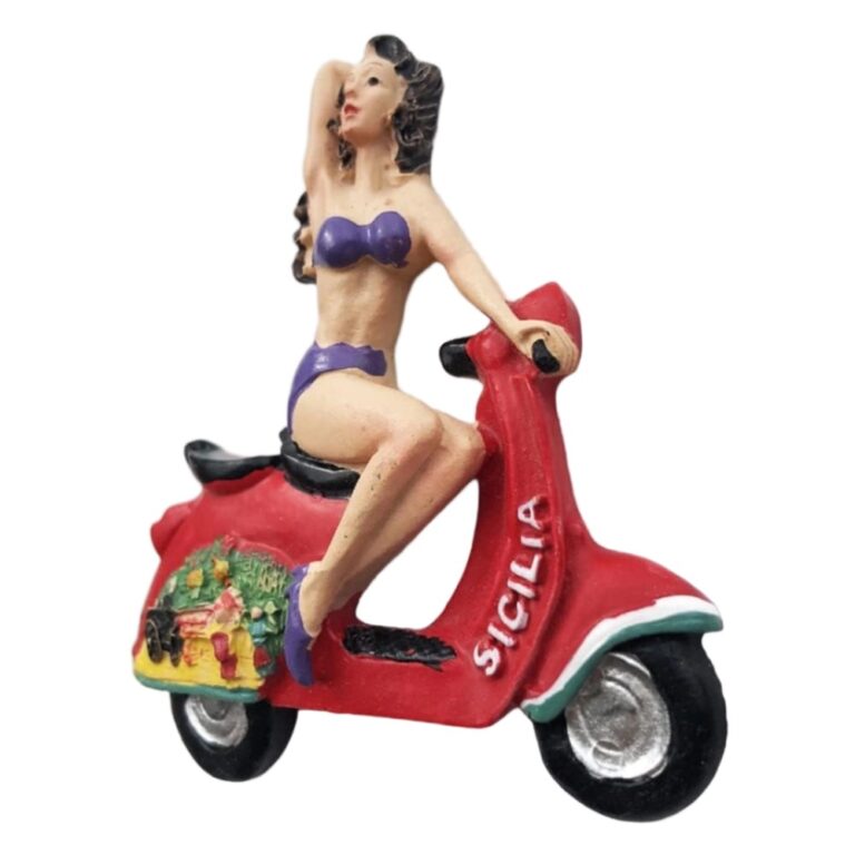 sicily scooter girl italy fridge magnet – vintage pin up style travel souvenir & decorative magnet art