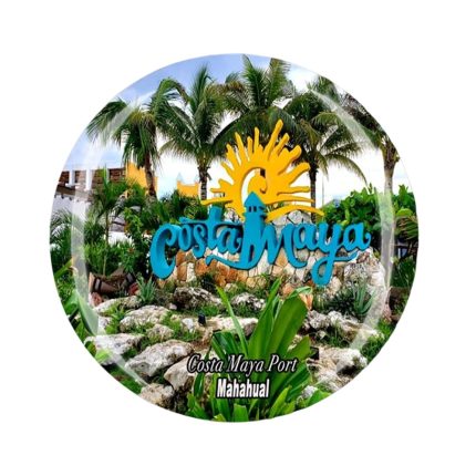 costa maya fridge magnet mahahual port mexican caribbean resort gift with sun & palm tree decor