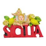 sicilia italy fridge magnet red lettering with trinacria & lemons authentic sicilian travel gift