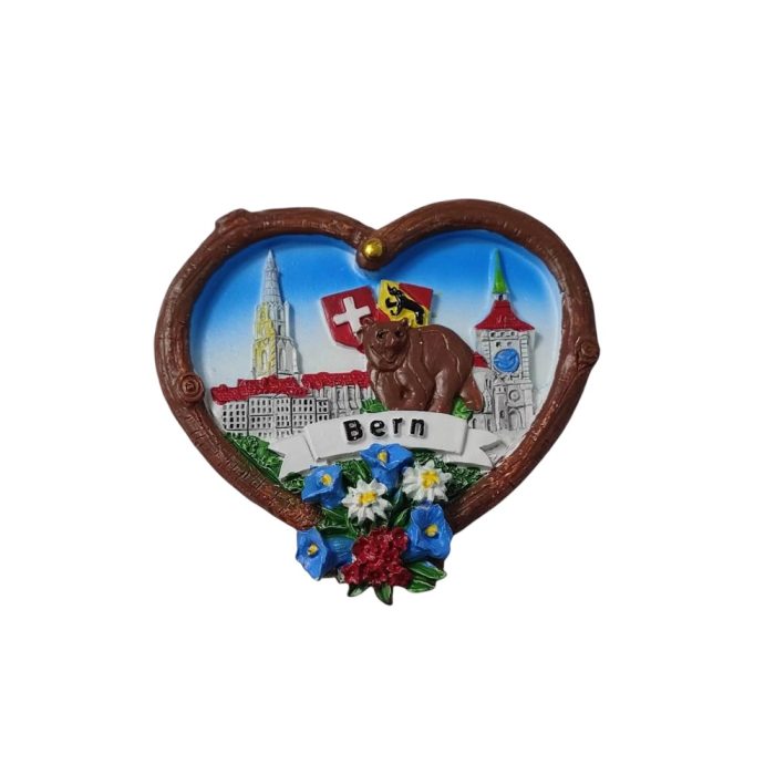 bern switzerland bear heart shaped fridge magnet – alpine capital souvenir for cute travel gift & decor