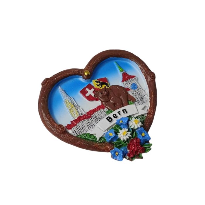 bern switzerland bear heart shaped fridge magnet – alpine capital souvenir for cute travel gift & decor