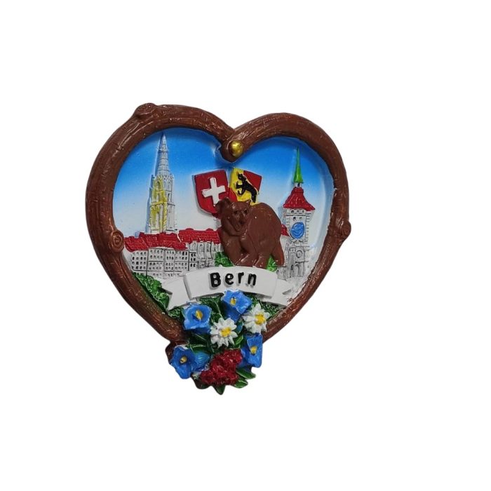 bern switzerland bear heart shaped fridge magnet – alpine capital souvenir for cute travel gift & decor