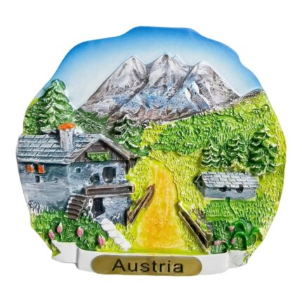 austria mountain house fridge magnet – countryside travel souvenir & nature inspired fridge ornament