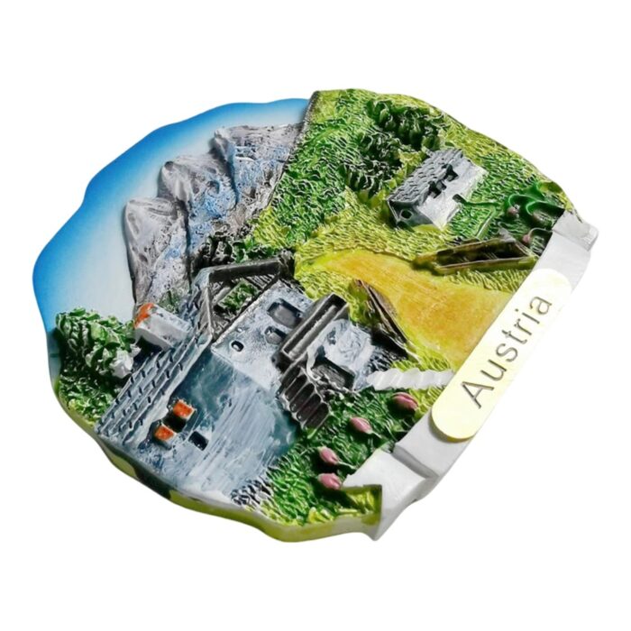 austria mountain house fridge magnet – countryside travel souvenir & nature inspired fridge ornament
