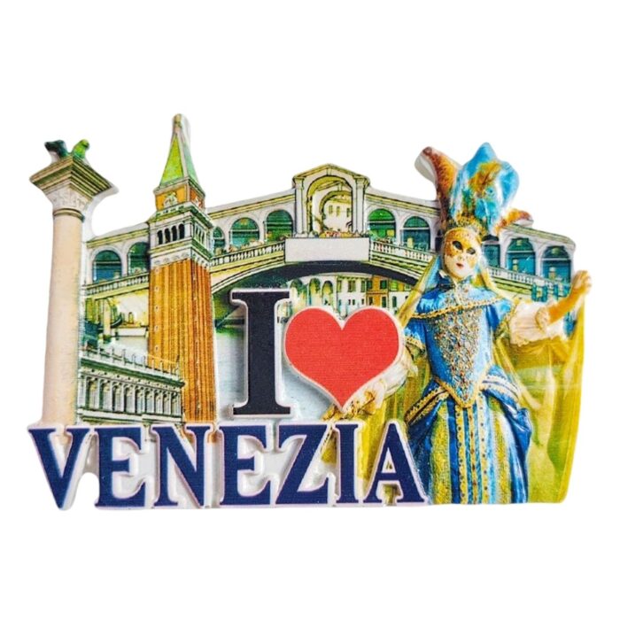 venice italy fridge magnet – i ❤️ venezia masked carnival & landmark gift for italy lovers