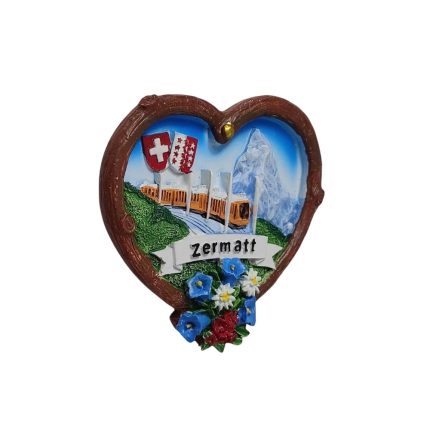 zermatt switzerland fridge magnet – heart shaped mountain train travel souvenir gift & rustic whiteboard decoration