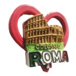 rome colosseum italy fridge magnet – heart shaped roma souvenir for tourist gift & kitchen decoration