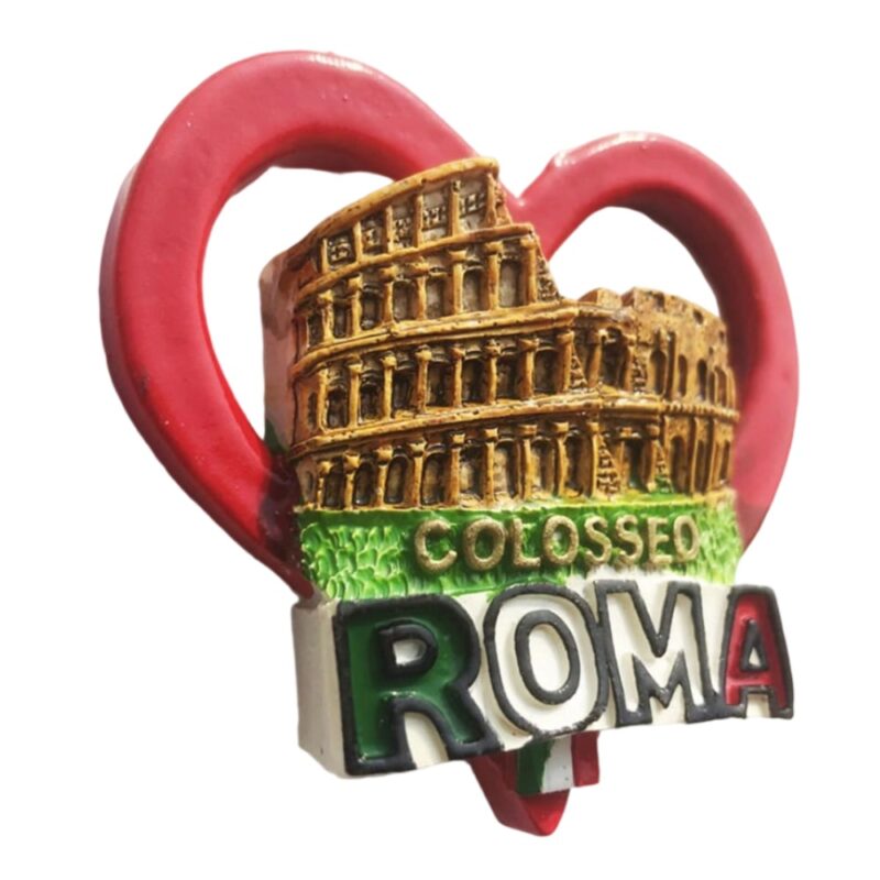 rome colosseum italy fridge magnet – heart shaped roma souvenir for tourist gift & kitchen decoration