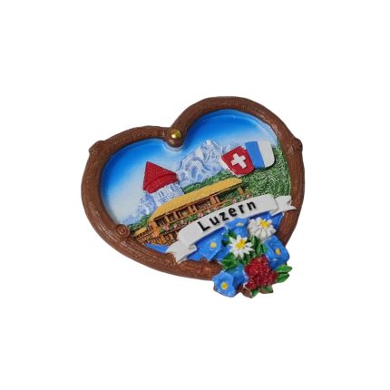 luzern switzerland fridge magnet – heart shaped mountain view & train travel gift for fridge or office board