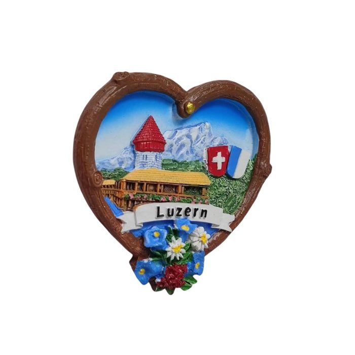 luzern switzerland fridge magnet – heart shaped mountain view & train travel gift for fridge or office board