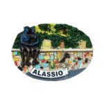 alassio italy fridge magnet – romantic bench with love padlocks – coastal town couple souvenir & love memory whiteboard magnet