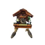 swiss chalet magnet – slanted cuckoo clock style souvenir from switzerland with farmer and dog decor