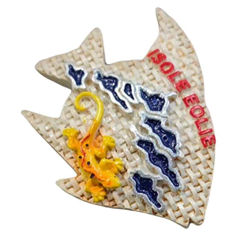 isole eolie italy fridge magnet fish shape island map souvenir for beach lovers & coastal decor