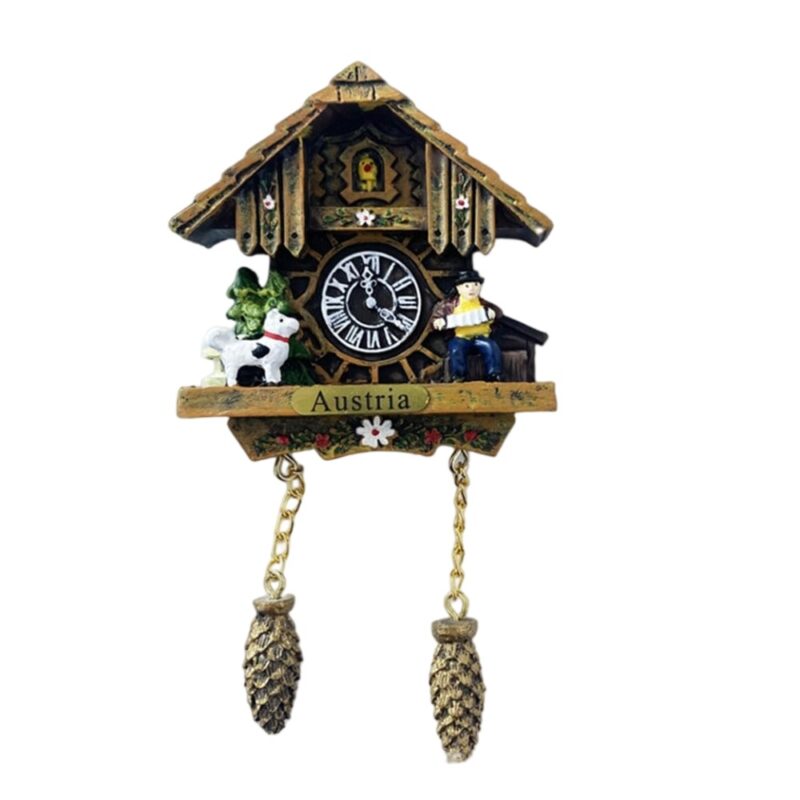 austria cuckoo clock style fridge magnet traditional alpine souvenir & rustic kitchen gift