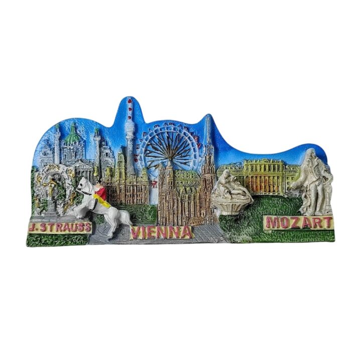 vienna austria fridge magnet featuring mozart & strauss classical music travel gift & fridge display