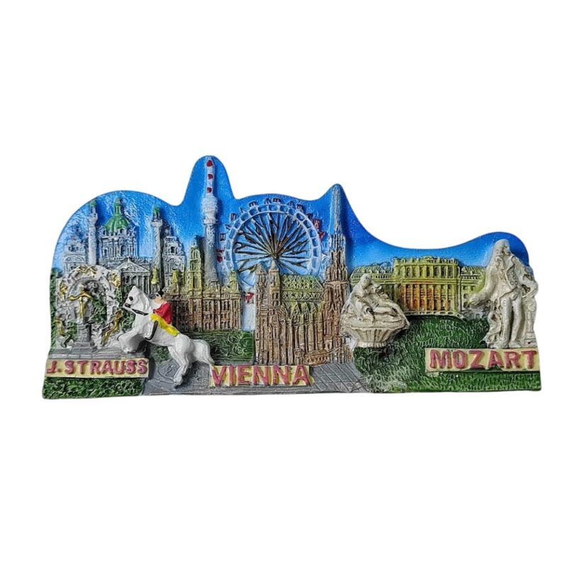 vienna austria fridge magnet featuring mozart & strauss classical music travel gift & fridge display