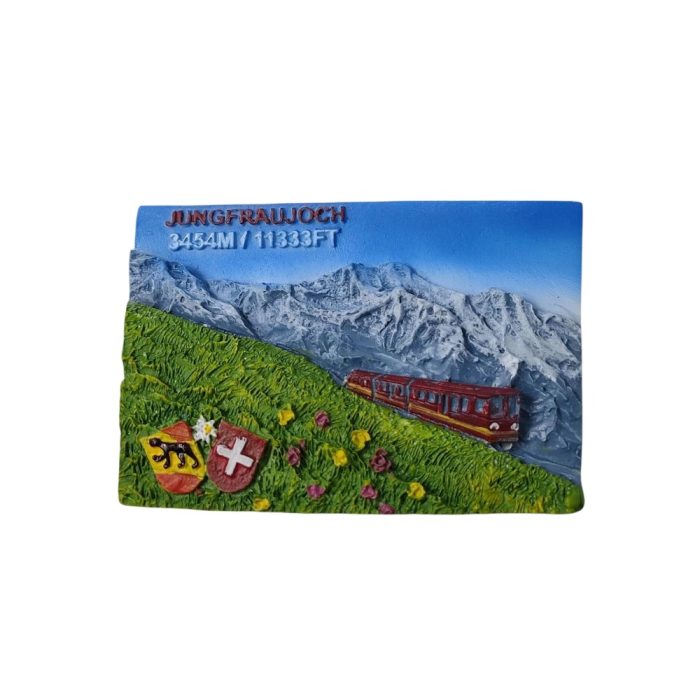 jungfraujoch switzerland mountain train fridge magnet – scenic 3d souvenir for nature and alpine lovers