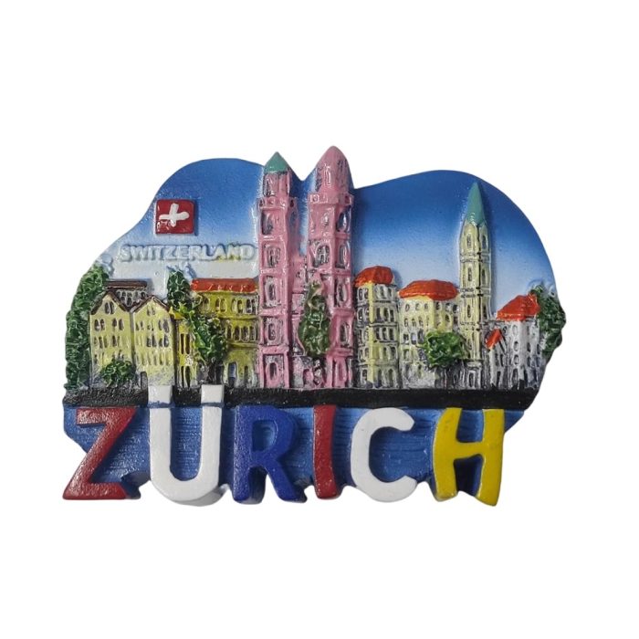 colorful zürich skyline fridge magnet – switzerland travel souvenir with bright european city landmark design