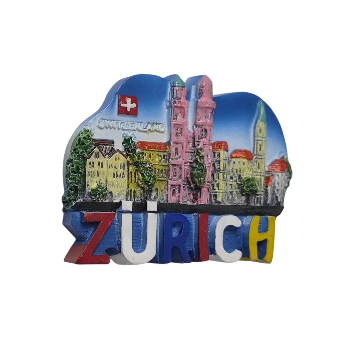 colorful zürich skyline fridge magnet – switzerland travel souvenir with bright european city landmark design