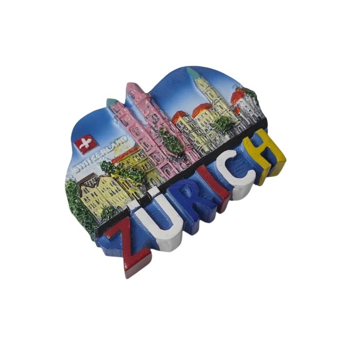 colorful zürich skyline fridge magnet – switzerland travel souvenir with bright european city landmark design