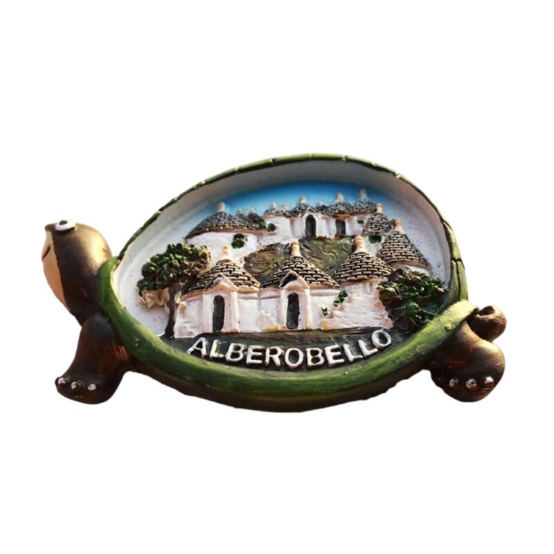 alberobello italy fridge magnet – trulli houses on turtle souvenir – unique puglia travel decor