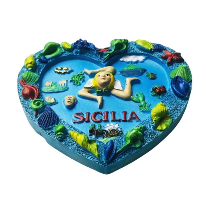 sicilia heart italy fridge magnet mediterranean island charm souvenir & coastal decor accent