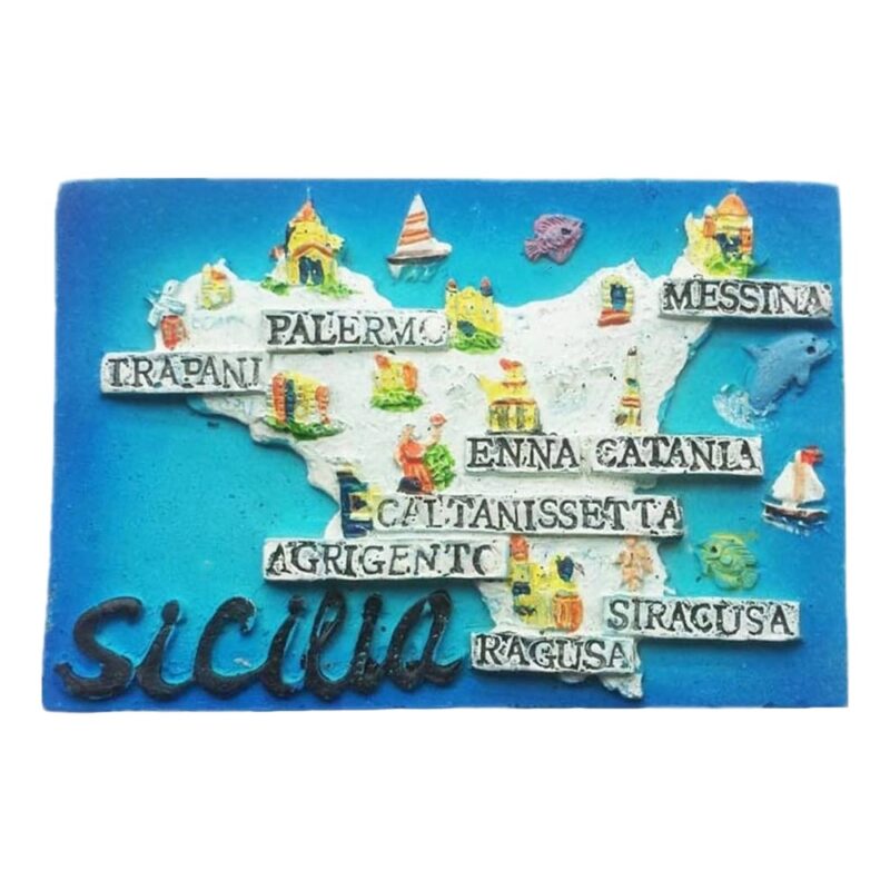 sicily island italy map fridge magnet – colorful tourist gift & whiteboard decoration