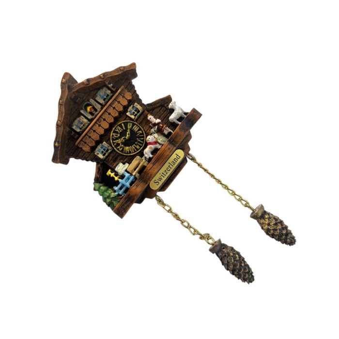 swiss chalet clock fridge magnet – traditional switzerland souvenir with 3d cuckoo clock design for rustic decor