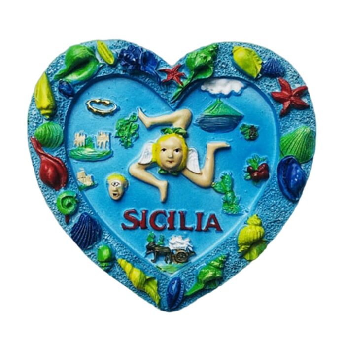 sicilia heart italy fridge magnet mediterranean island charm souvenir & coastal decor accent