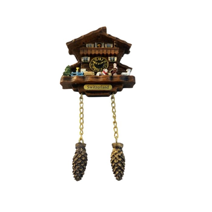 swiss chalet clock fridge magnet – traditional switzerland souvenir with 3d cuckoo clock design for rustic decor