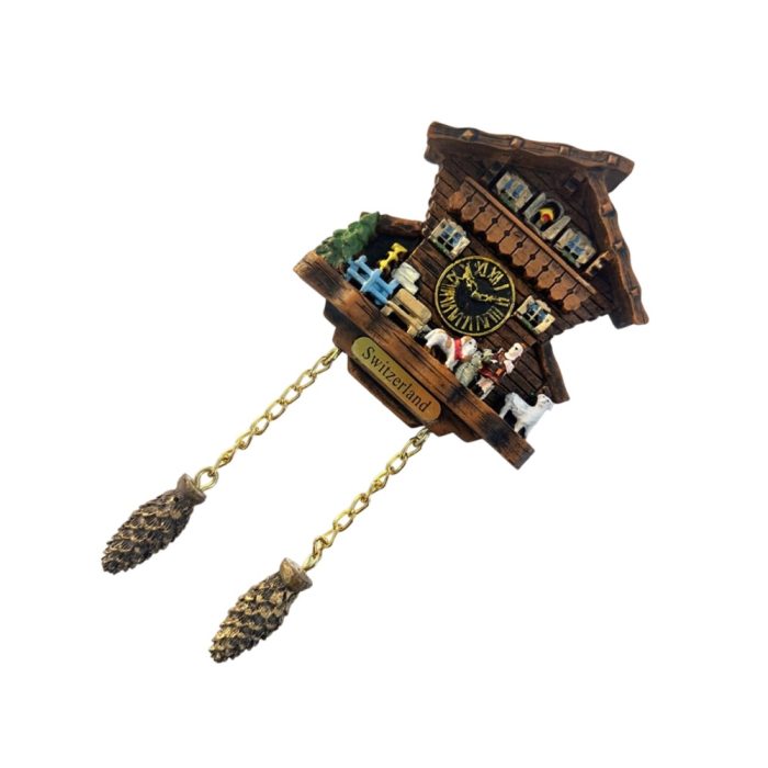 swiss chalet clock fridge magnet – traditional switzerland souvenir with 3d cuckoo clock design for rustic decor