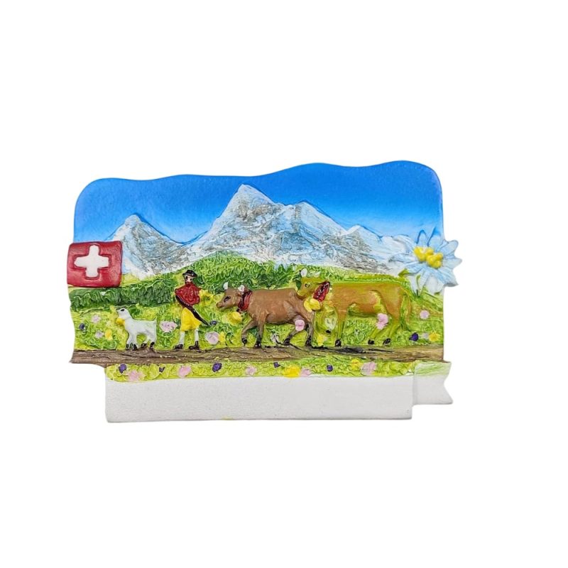 alpine cattle parade fridge magnet switzerland farm life souvenir for fridge, locker, or rustic country decor