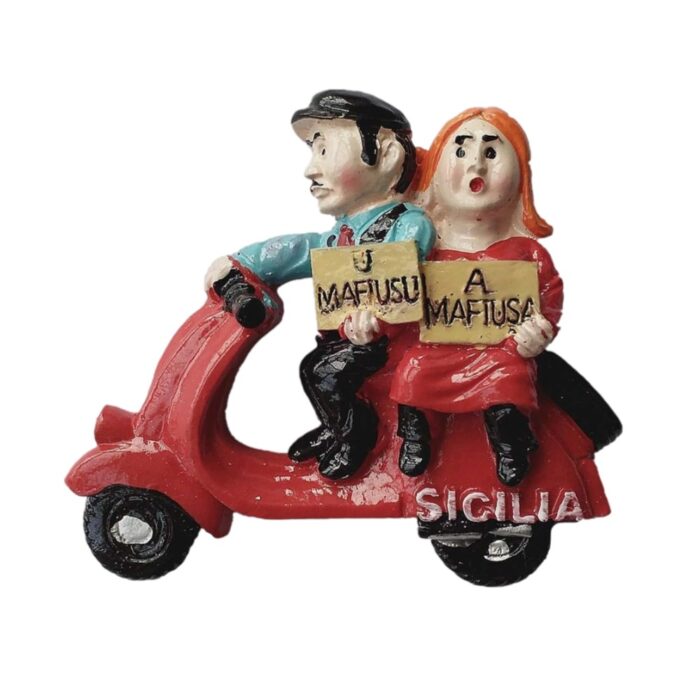 sicilia italy vespa couple fridge magnet – quirky travel souvenir & magnetic board gift