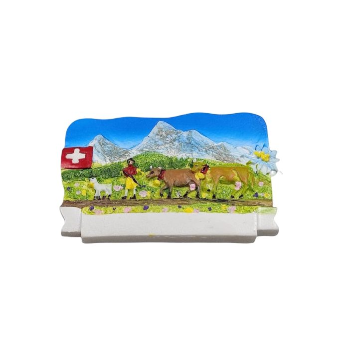 alpine cattle parade fridge magnet switzerland farm life souvenir for fridge, locker, or rustic country decor