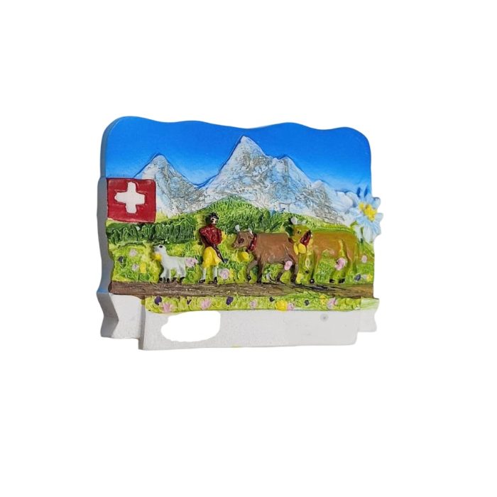 alpine cattle parade fridge magnet switzerland farm life souvenir for fridge, locker, or rustic country decor