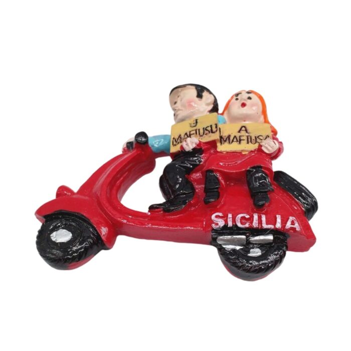 sicilia italy vespa couple fridge magnet – quirky travel souvenir & magnetic board gift
