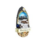 reykjavik iceland winter cabin scene fridge magnet – cozy nordic lodge decor & gift idea