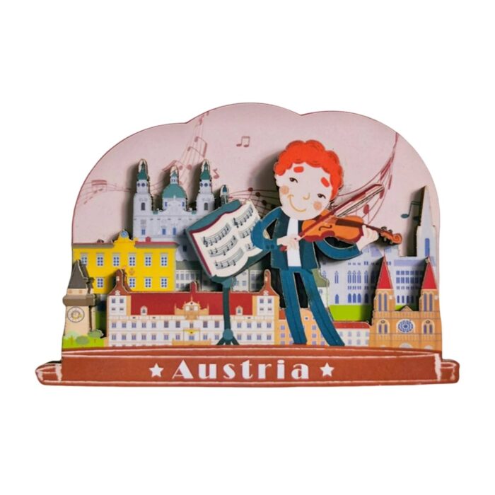 austria violinist cartoon fridge magnets – musical travel souvenir & playful whiteboard ornament