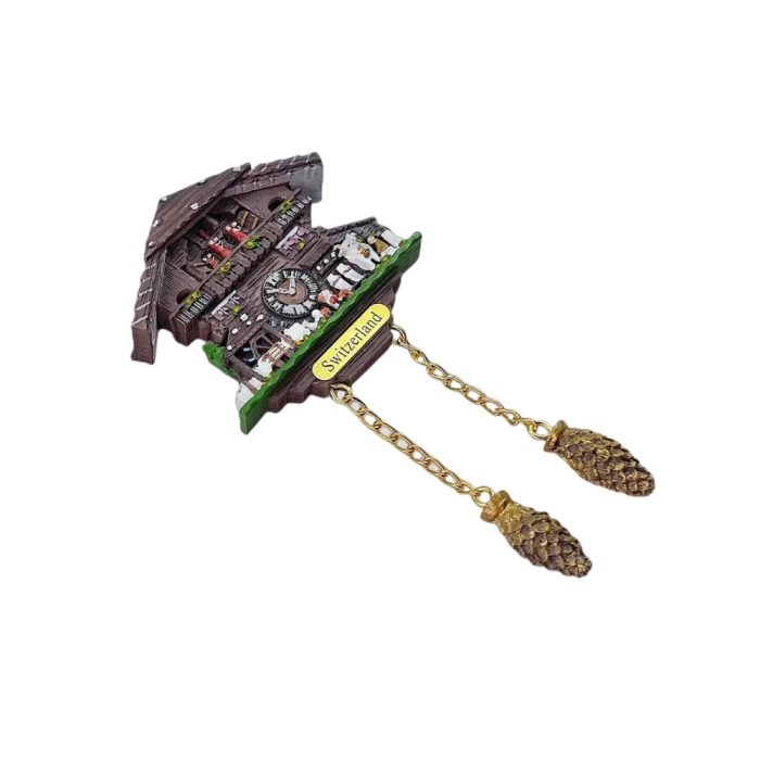 switzerland chalet style cuckoo clock fridge magnet – traditional swiss house decor & souvenir gift idea