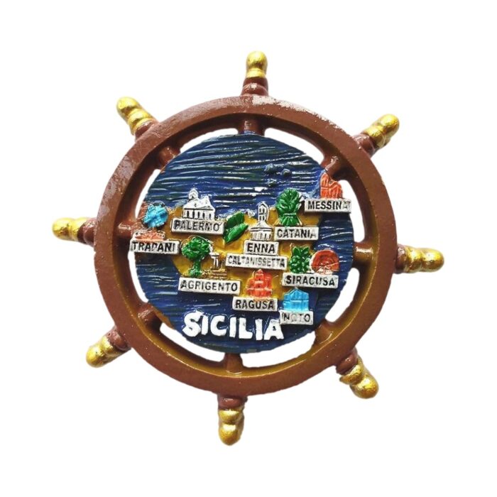 sicilia italy steering wheel fridge magnet – nautical travel souvenir & whiteboard gift idea
