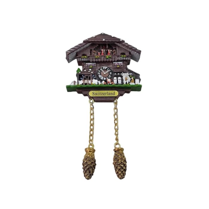 switzerland chalet style cuckoo clock fridge magnet – traditional swiss house decor & souvenir gift idea
