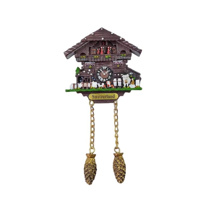 switzerland chalet style cuckoo clock fridge magnet – traditional swiss house decor & souvenir gift idea