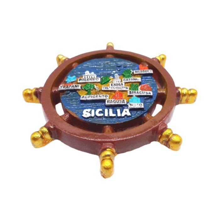 sicilia italy steering wheel fridge magnet – nautical travel souvenir & whiteboard gift idea