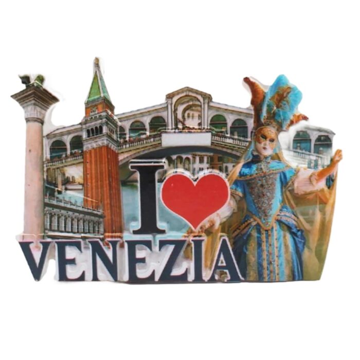 venice italy carnival design fridge magnet – i love venezia travel memento & refrigerator ornament