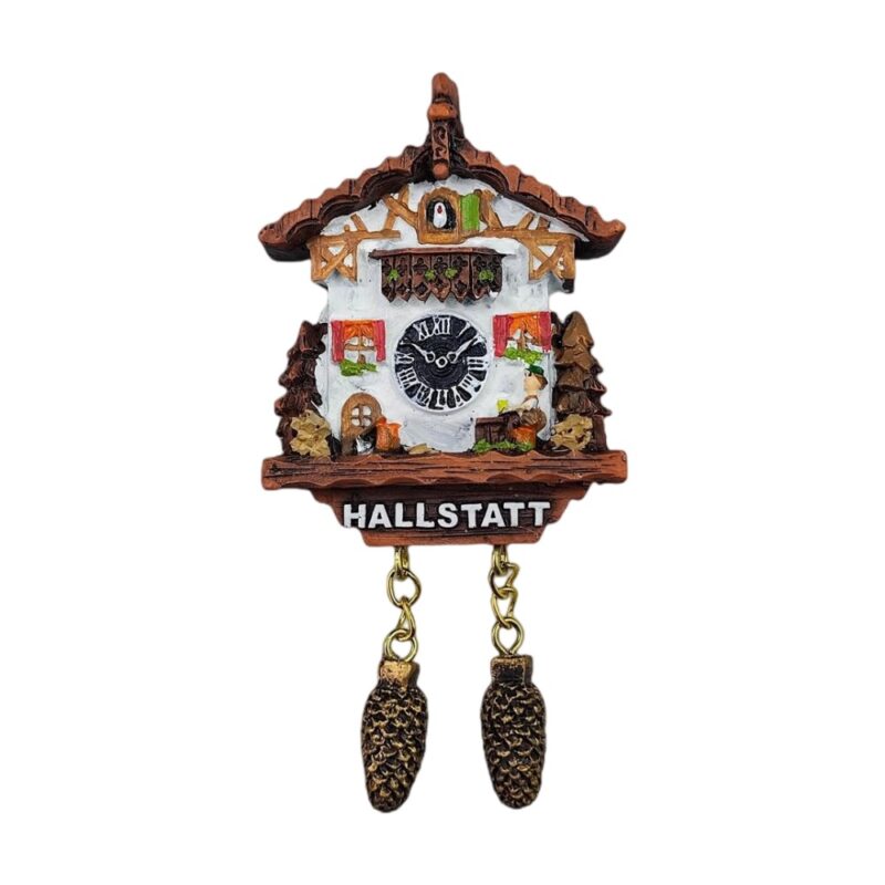 hallstatt austria fridge magnet – cuckoo clock style travel souvenir gift for kitchen & cabin decor