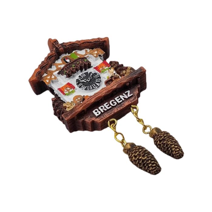 bregenz austria fridge magnet – black forest clock style travel keepsake & rustic home decoration