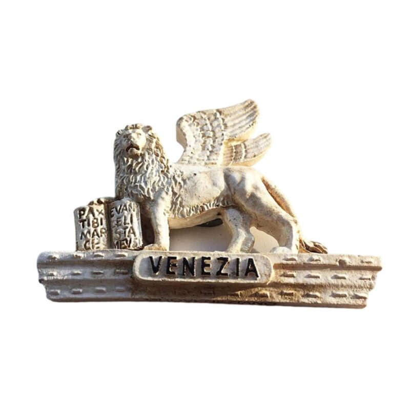 venezia italy fridge magnet – winged lion of saint mark relief – classic venetian symbol gift & cultural refrigerator decor
